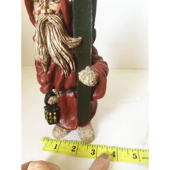 Vintage Santa With Skis Lantern and Moose Antler Backpack 8" High Christmas - Picture 7 of 8